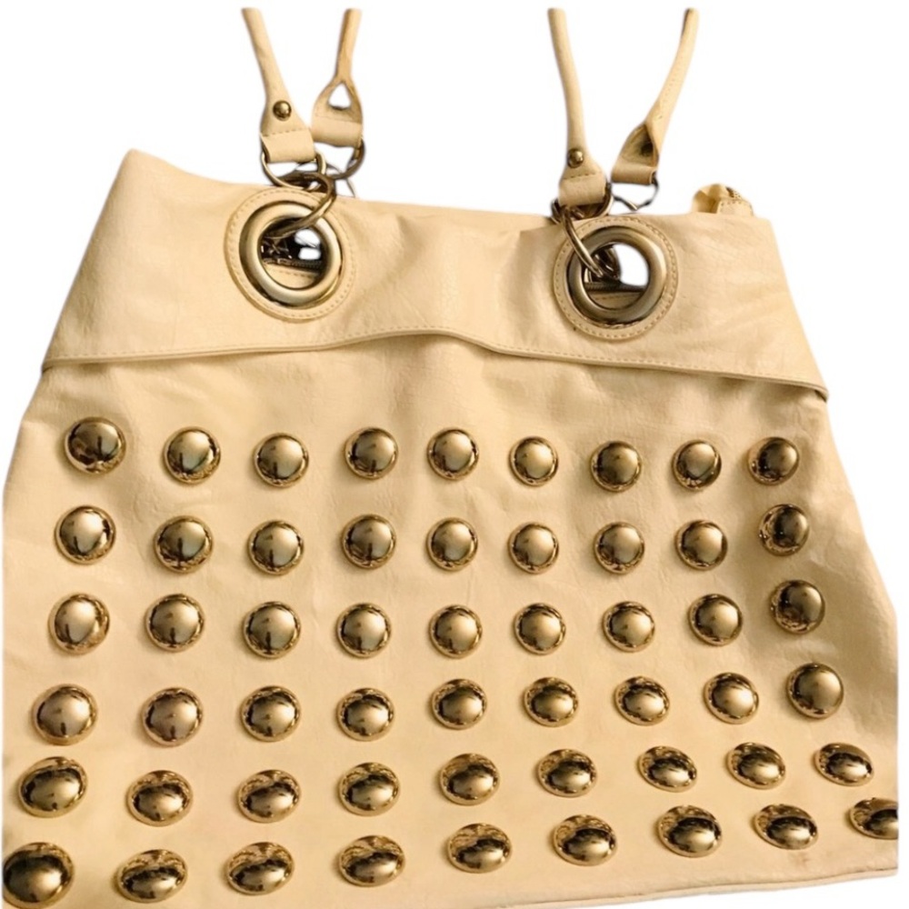 Nicole Lee made in USA white bag with large silver studs great summer  bag - Picture 5 of 16